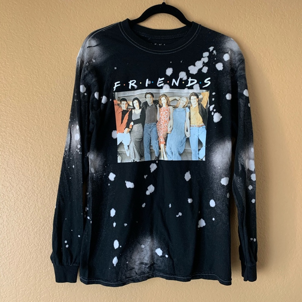 Friends TV Show Black Bleached Long Sleeve Graphic